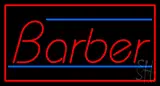 Red Barber Blue Lines with Red Border LED Neon Sign