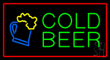 Cold Beer with Animated Red Border LED Neon Sign