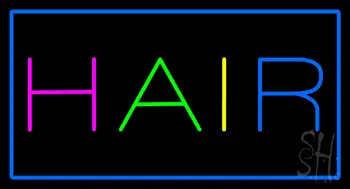 Multicolored Hair Rectangle Blue LED Neon Sign