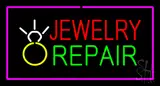 Jewelry Repair Rectangle Purple LED Neon Sign