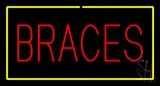 Red Braces Yellow Border LED Neon Sign