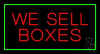 We Sell Boxes Rectangle Green LED Neon Sign