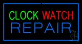 Clock Watch Repair Blue Border LED Neon Sign
