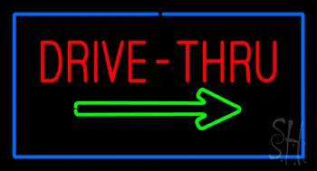 Drive-Thru Rectangle Blue LED Neon Sign