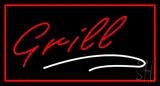 Grill Red Border LED Neon Sign