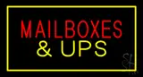 Mail Boxes and UPS Rectangle Yellow LED Neon Sign