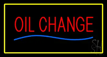 Oil Change Yellow Rectangle LED Neon Sign