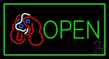 Dog Logo Open Green Rectangle LED Neon Sign