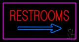 Restrooms Rectangle Pink LED Neon Sign