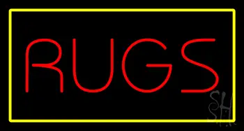 Rugs Rectangle Yellow LED Neon Sign