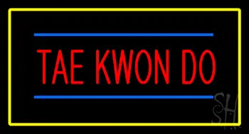 Tae Kwon Do Rectangle Yellow LED Neon Sign