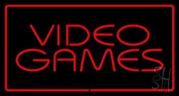 Video Games Rectangle Red LED Neon Sign