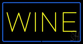 Wine Rectangle Blue LED Neon Sign