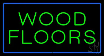Wood Floors Rectangle Blue LED Neon Sign