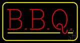 Block BBQ with Yellow Border LED Neon Sign