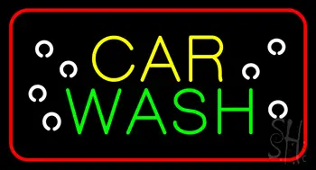 Car Wash Red Border LED Neon Sign