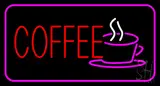 Red Coffee Logo with Pink Border LED Neon Sign