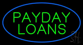 Green Payday Loans Oval Blue Border LED Neon Sign