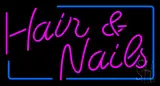 Pink Hair and Nails with Blue Border LED Neon Sign