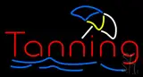 Red Tanning Blue Waves with Umbrella Logo LED Neon Sign