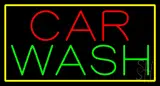 Car Wash Yellow Rectangle Neon Sign
