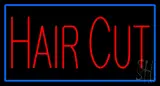Red Hair Cut with Blue Border Neon Sign