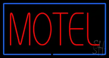 Motel Neon Sign with Blue Border