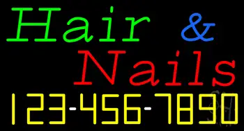 Hair and Nails with Number Neon Sign