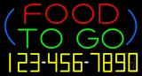 Food To Go with Phone Number Neon Sign