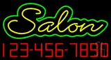 Yellow Salon with Phone Number LED Neon Sign