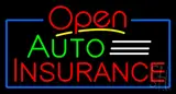 Red Open Auto Insurance Blue Border LED Neon Sign