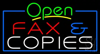 Green Open Fax and Copies LED Neon Sign