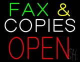 Green Fax and White Copies Block Open LED Neon Sign