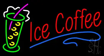 Red Ice Coffee with Glass Neon Sign