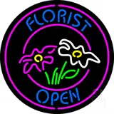 Round Florist Open Pink Border LED Neon Sign