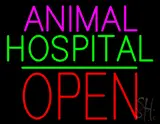 Animal Hospital Block Open Green Line LED Neon Sign