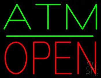 ATM Block Open Green Line LED Neon Sign
