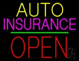 Auto Insurance Open Block Green Line LED Neon Sign