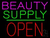 Beauty Supply Block Open Green Line LED Neon Sign