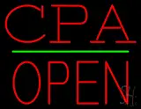 CPA Block Open Green Line LED Neon Sign