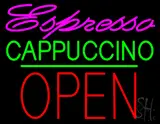 Espresso Cappuccino Block Open Green Line LED Neon Sign