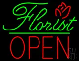 Green Florist Green Line Red Block Open LED Neon Sign