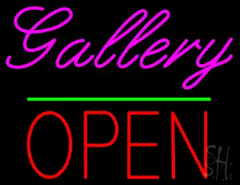Gallery Block Open Green Line LED Neon Sign
