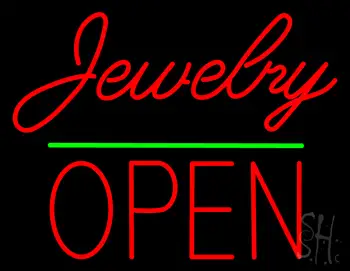 Cursive Jewelry Green Line Open LED Neon Sign