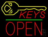 Keys Logo Block Open Green Line LED Neon Sign