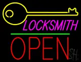 Locksmith Logo Block Open Green Line LED Neon Sign