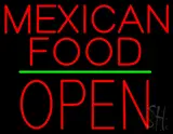 Mexican Food Block Open Green Line LED Neon Sign