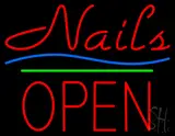 Nails Block Open Green Line LED Neon Sign