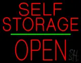 Self Storage Open Block Green Line LED Neon Sign