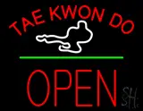 Tae Kwon Do Logo Block Open Green Line LED Neon Sign